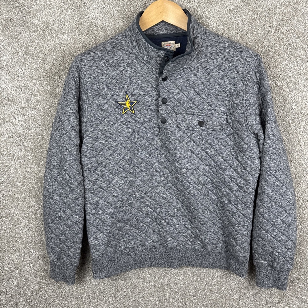 Faherty Snap Button Fleece Pullover NBA All Star Logo Mens Size Medium Gray FLAW